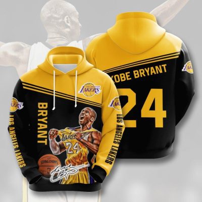 NBA Los Angeles Lakers Kobe Bryant Gold Black Pullover Hoodie