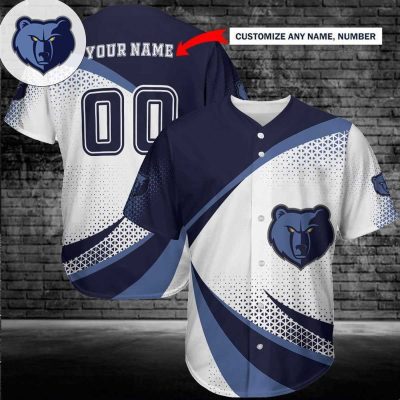 NBA Memphis Grizzlies Custom Name Number Logo Baseball Jersey
