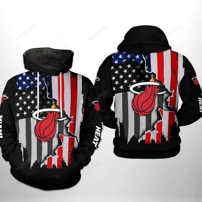 NBA Miami Heat US Flag Scratch Pullover Hoodie