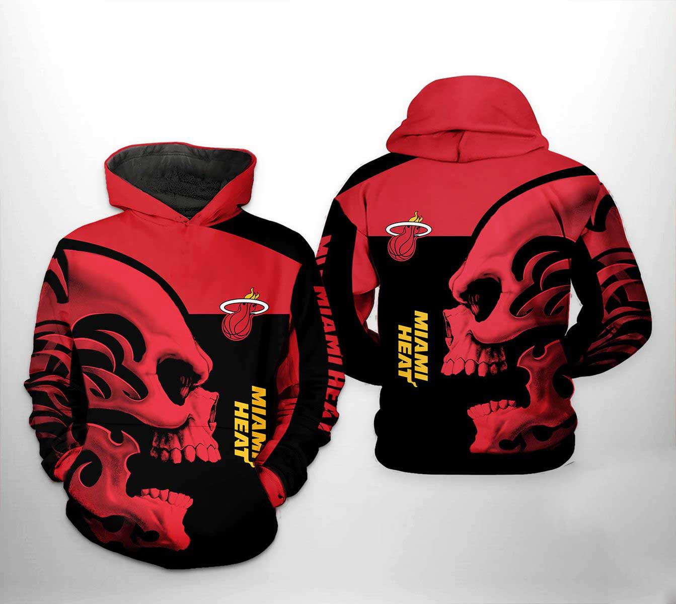 NBA Miami Heat Red Skull Pullover Hoodie NBA Miami Heat Red Skull Pullover Hoodie