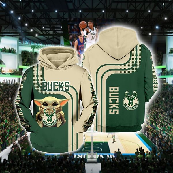 NBA Milwaukee Bucks Baby Yoda Pullover Hoodie NBA Milwaukee Bucks Baby Yoda Pullover Hoodie