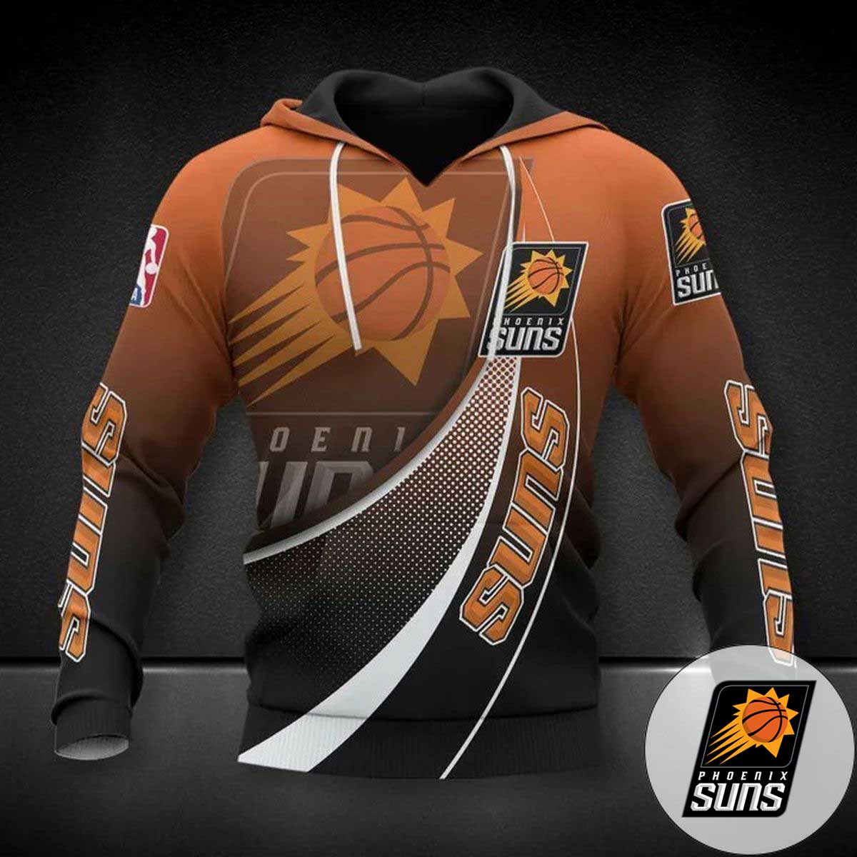NBA Phoenix Suns Orange Black Gradient Pullover Hoodie NBA Phoenix Suns Orange Black Gradient Pullover Hoodie
