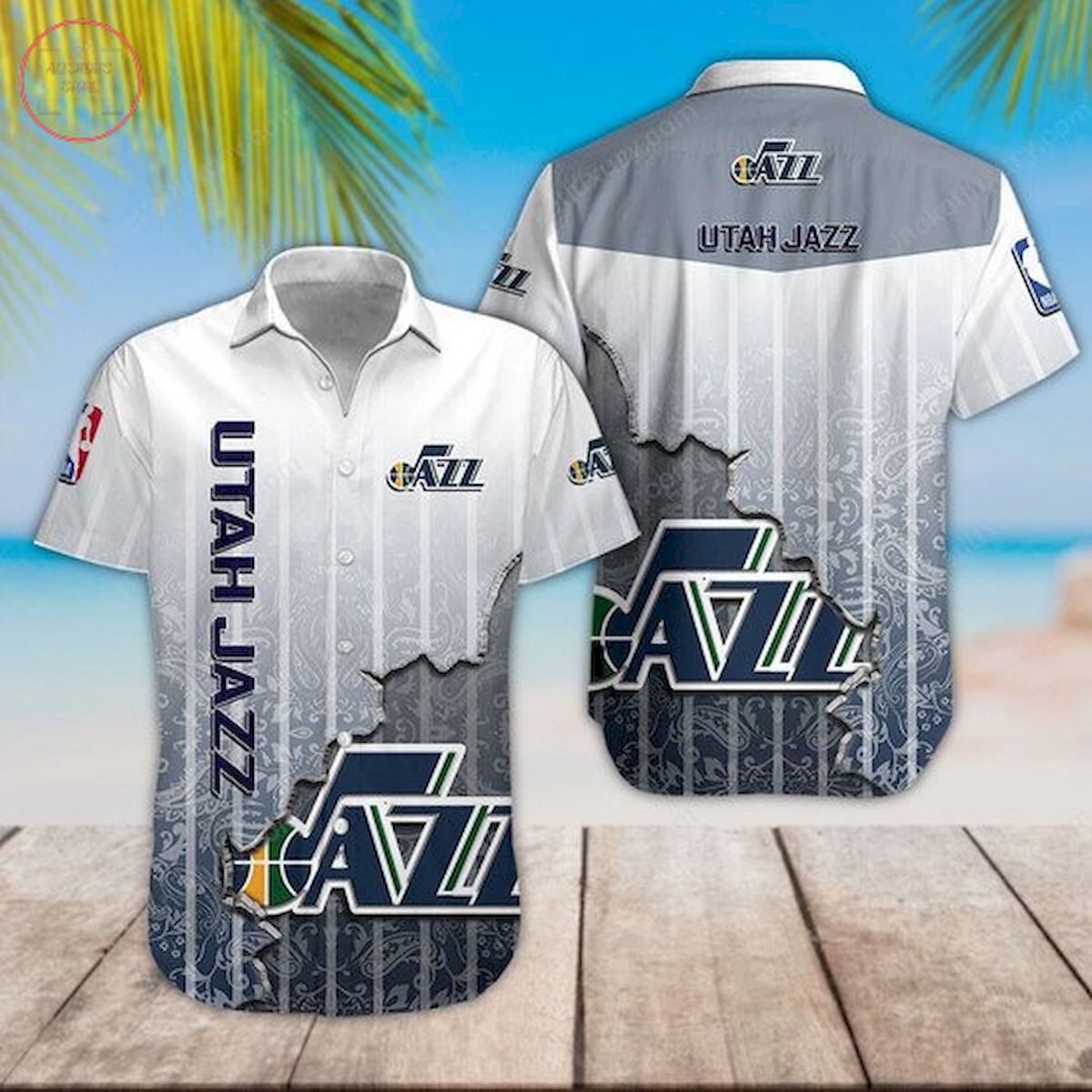 NBA Utah Jazz White 3D Hawaiian Shirt NBA Utah Jazz White 3D Hawaiian Shirt