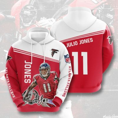 NFL Atlanta Falcons Julio Jones Red White Pullover Hoodie