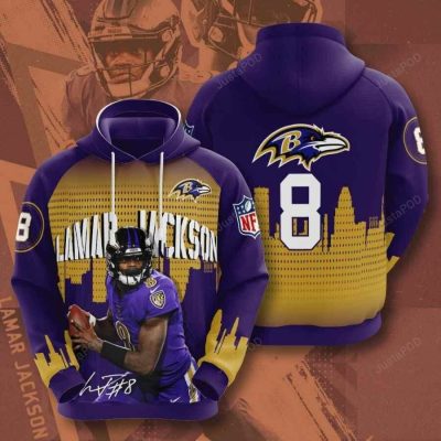 NFL Baltimore Ravens Lamar Jackson Purple Pullover Hoodie