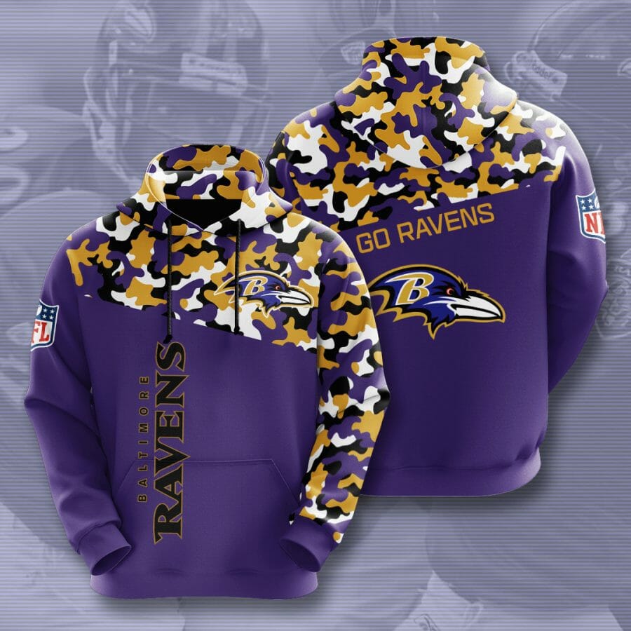 NFL Baltimore Ravens Purple Metallic Gold Camo Pullover Hoodie NFL Baltimore Ravens Purple Metallic Gold Camo Pullover Hoodie