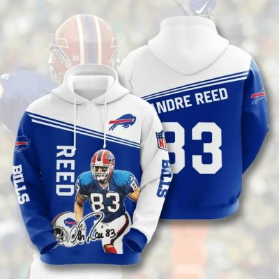 NFL Buffalo Bills Andre Reed Blue White Pullover Hoodie