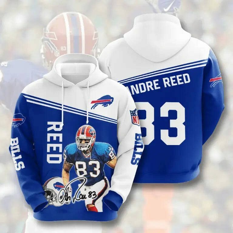 NFL Buffalo Bills Andre Reed Blue White Pullover Hoodie NFL Buffalo Bills Andre Reed Blue White Pullover Hoodie