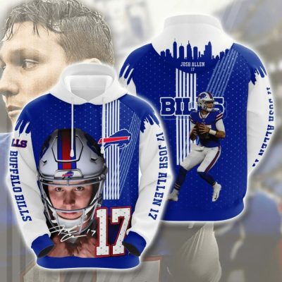 NFL Buffalo Bills Josh Allen #17 Blue White Pullover Hoodie