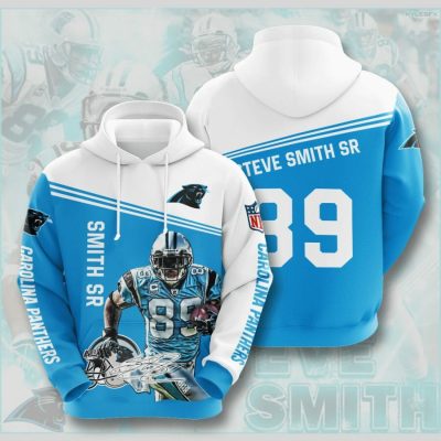 NFL Carolina Panthers Steve Smith Sr. Blue White Pullover Hoodie