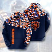 NFL Chicago Bears Dark Navy Orange Camo Pullover Hoodie