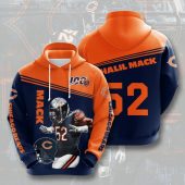 NFL Chicago Bears Khalil Mack Dark Navy Orange Pullover Hoodie