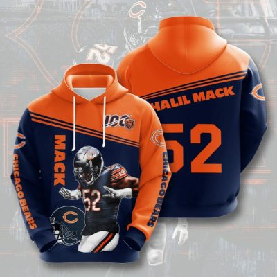 NFL Chicago Bears Khalil Mack Dark Navy Orange Pullover Hoodie