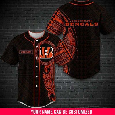 NFL Cincinnati Bengals Custom Name Black Orange Baseball Jersey