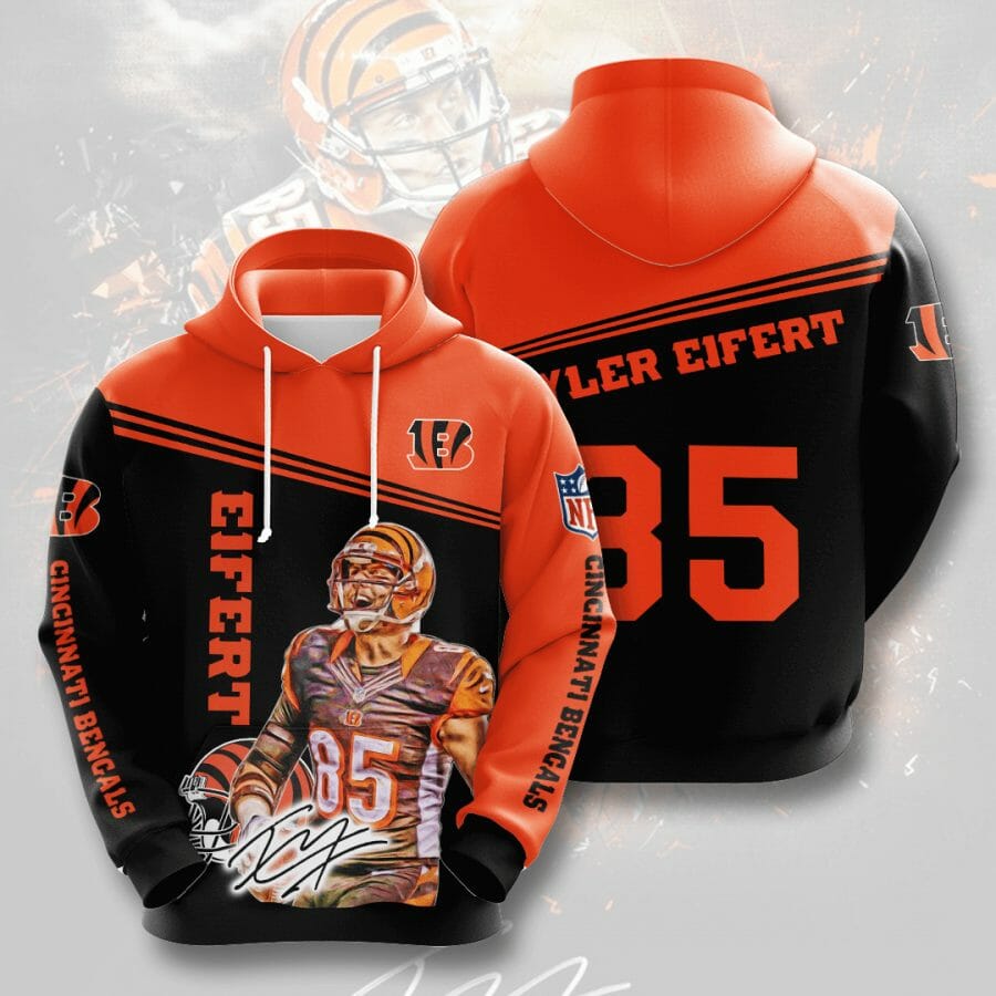 NFL Cincinnati Bengals Tyler Eifert Orange Black Pullover Hoodie NFL Cincinnati Bengals Tyler Eifert Orange Black Pullover Hoodie