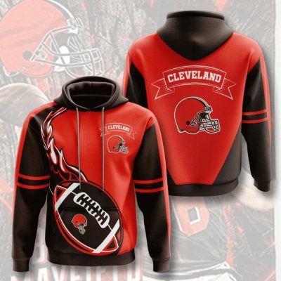 NFL Cleveland Browns Dark Brown Fire Pullover Hoodie