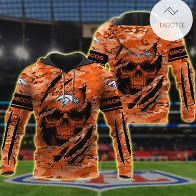 NFL Denver Broncos Skull Orange Pullover Hoodie