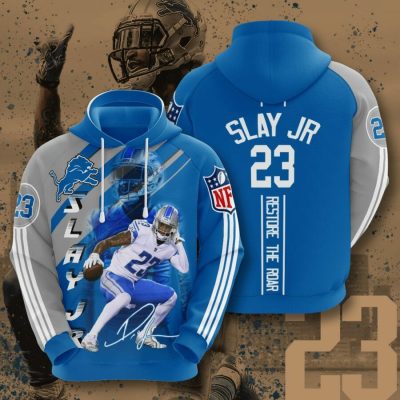 NFL Detroit Lions Darius Slay JR Honolulu Blue Silver Pullover Hoodie