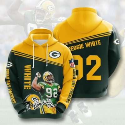 NFL Green Bay Packers Reggie White Dark Green Gold Pullover Hoodie