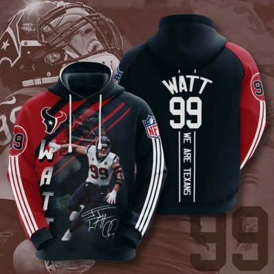 NFL Houston Texans J. J. Watt Deep Steel Blue Pullover Hoodie
