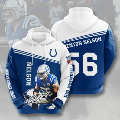 NFL Indianapolis Colts Quenton Nelson Blue White Pullover Hoodie