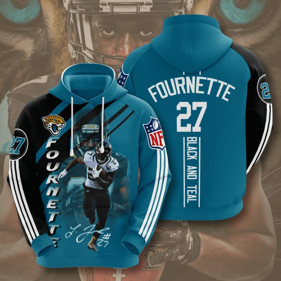 NFL Jacksonville Jaguars Leonard Fournette Teal Black Pullover Hoodie NFL Jacksonville Jaguars Leonard Fournette Teal Black Pullover Hoodie