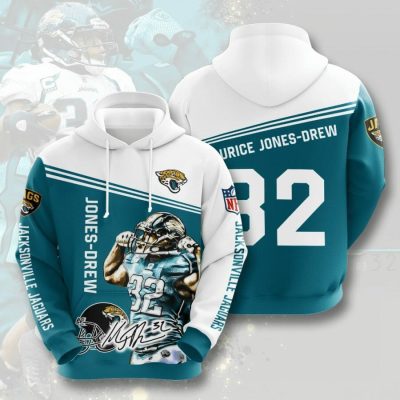 NFL Jacksonville Jaguars Maurice Jones-Drew Teal White Pullover Hoodie