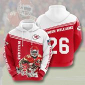 NFL Kansas City Chiefs Damien Williams Red White Pullover Hoodie