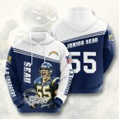 NFL Los Angeles Chargers Junior Seau Navy Blue White Pullover Hoodie