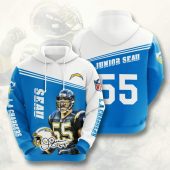 NFL Los Angeles Chargers Junior Seau Powder Blue White Pullover Hoodie