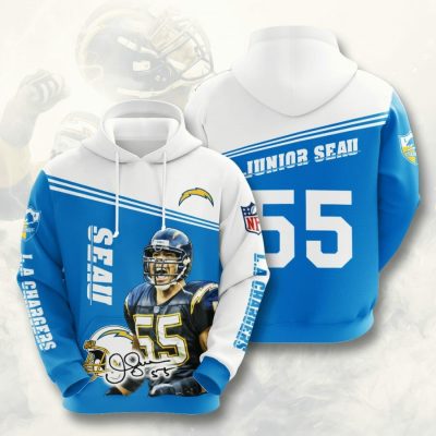 NFL Los Angeles Chargers Junior Seau Powder Blue White Pullover Hoodie