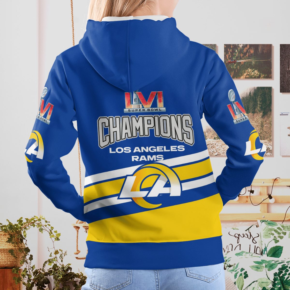 NFL Los Angeles Rams Super Bowl LVI Champions Pullover Hoodie NFL Los Angeles Rams Super Bowl LVI Champions Pullover Hoodie