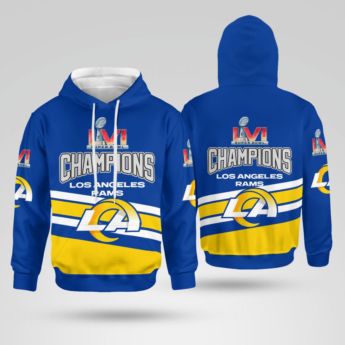 NFL Los Angeles Rams Super Bowl LVI Champions Pullover Hoodie NFL Los Angeles Rams Super Bowl LVI Champions Pullover Hoodie