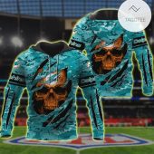NFL Miami Dolphins Aqua Orange Skull Pullover Hoodie