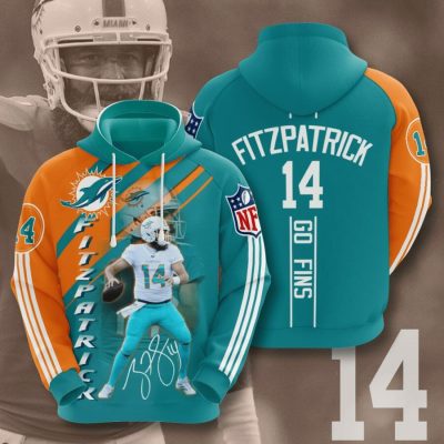 NFL Miami Dolphins Ryan Fitzpatrick Aqua Orange Pullover Hoodie