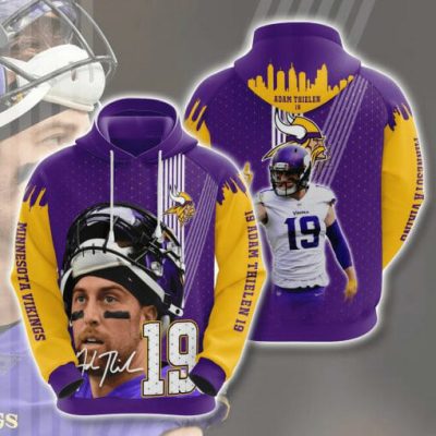 NFL Minnesota Vikings Adam Thielen Purple Gold Pullover Hoodie