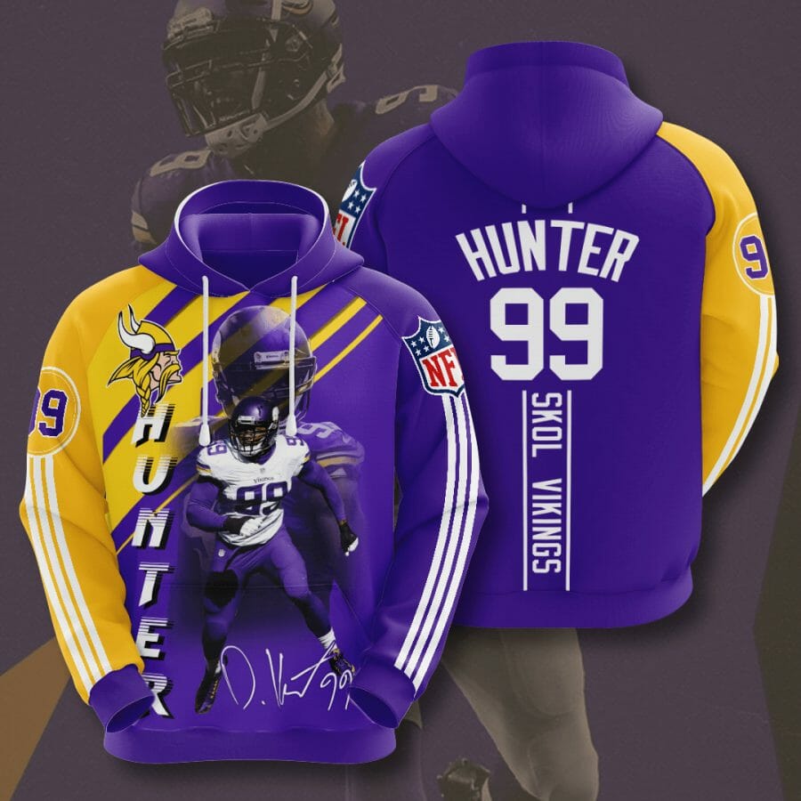 NFL Minnesota Vikings Danielle Hunter Purple Gold Pullover Hoodie NFL Minnesota Vikings Danielle Hunter Purple Gold Pullover Hoodie