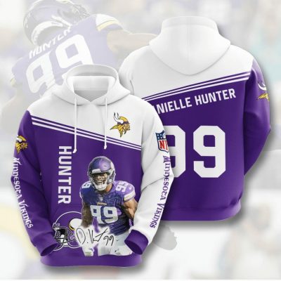 NFL Minnesota Vikings Danielle Hunter Purple White Pullover Hoodie