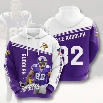 NFL Minnesota Vikings Kyle Rudolph Purple White Pullover Hoodie