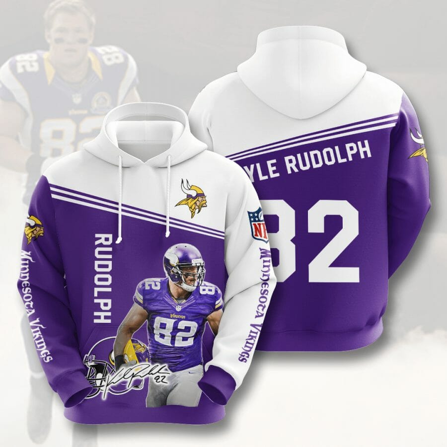 NFL Minnesota Vikings Kyle Rudolph Purple White Pullover Hoodie NFL Minnesota Vikings Kyle Rudolph Purple White Pullover Hoodie
