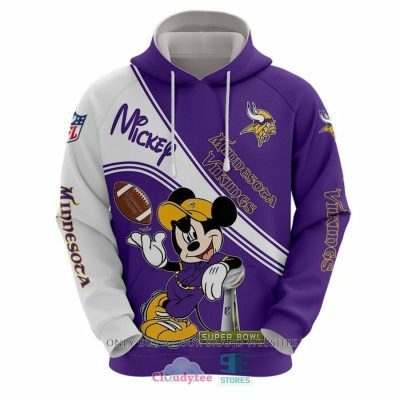 NFL Minnesota Vikings Mickey White Purple Pullover Hoodie