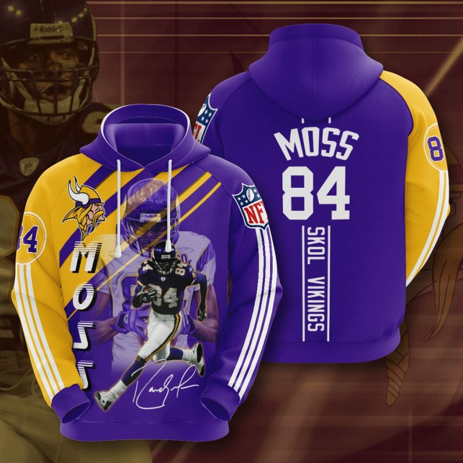 NFL Minnesota Vikings Randy Moss Purple Gold Pullover Hoodie NFL Minnesota Vikings Randy Moss Purple Gold Pullover Hoodie