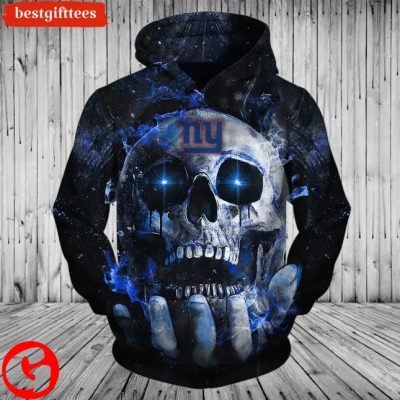 NFL New York Giants Black Skull Pullover Hoodie