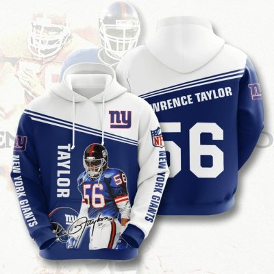 NFL New York Giants Lawrence Taylor Dark Blue White Pullover Hoodie
