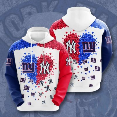 NFL New York Yankees &amp; New York Giants Heart Pullover Hoodie