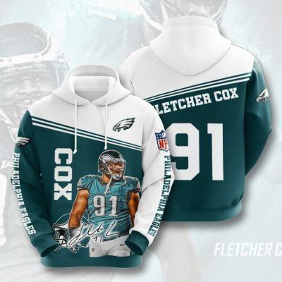 NFL Philadelphia Eagles Fletcher Cox Green White Pullover Hoodie