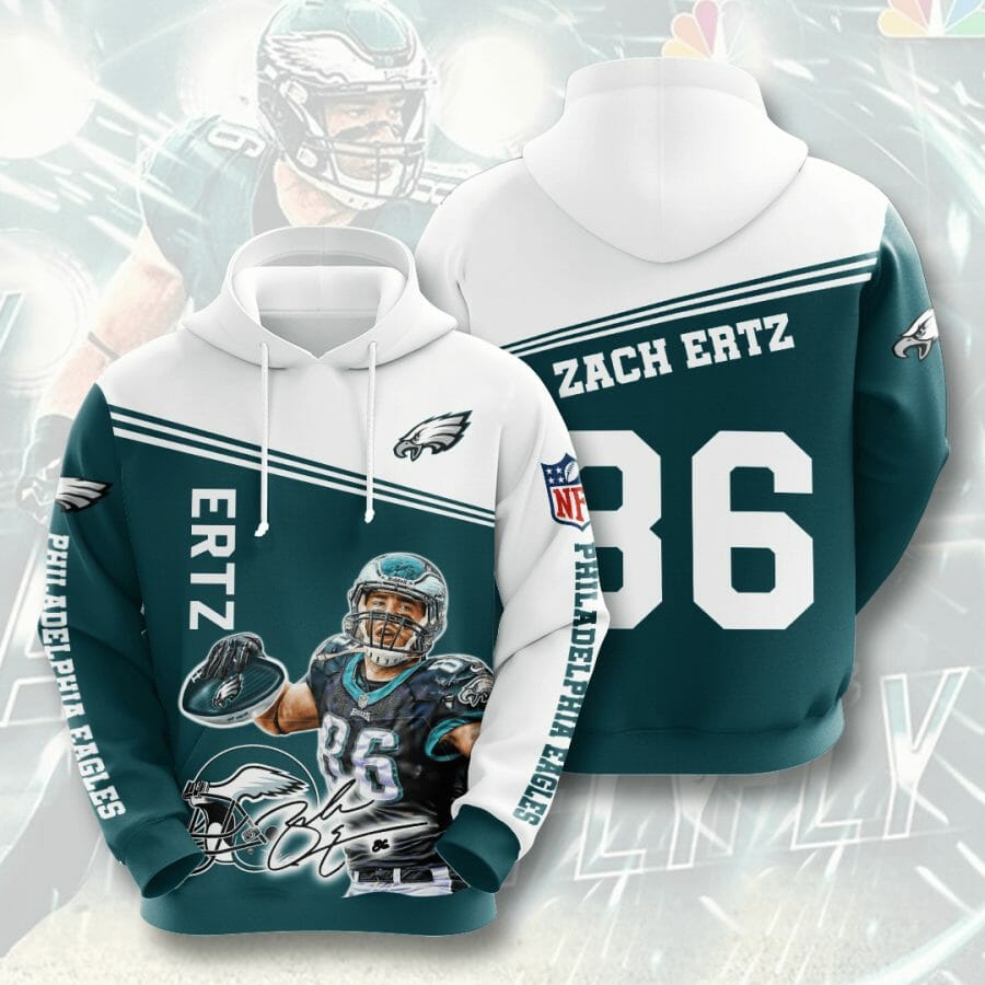 NFL Philadelphia Eagles Zach Ertz Green White Pullover Hoodie NFL Philadelphia Eagles Zach Ertz Green White Pullover Hoodie