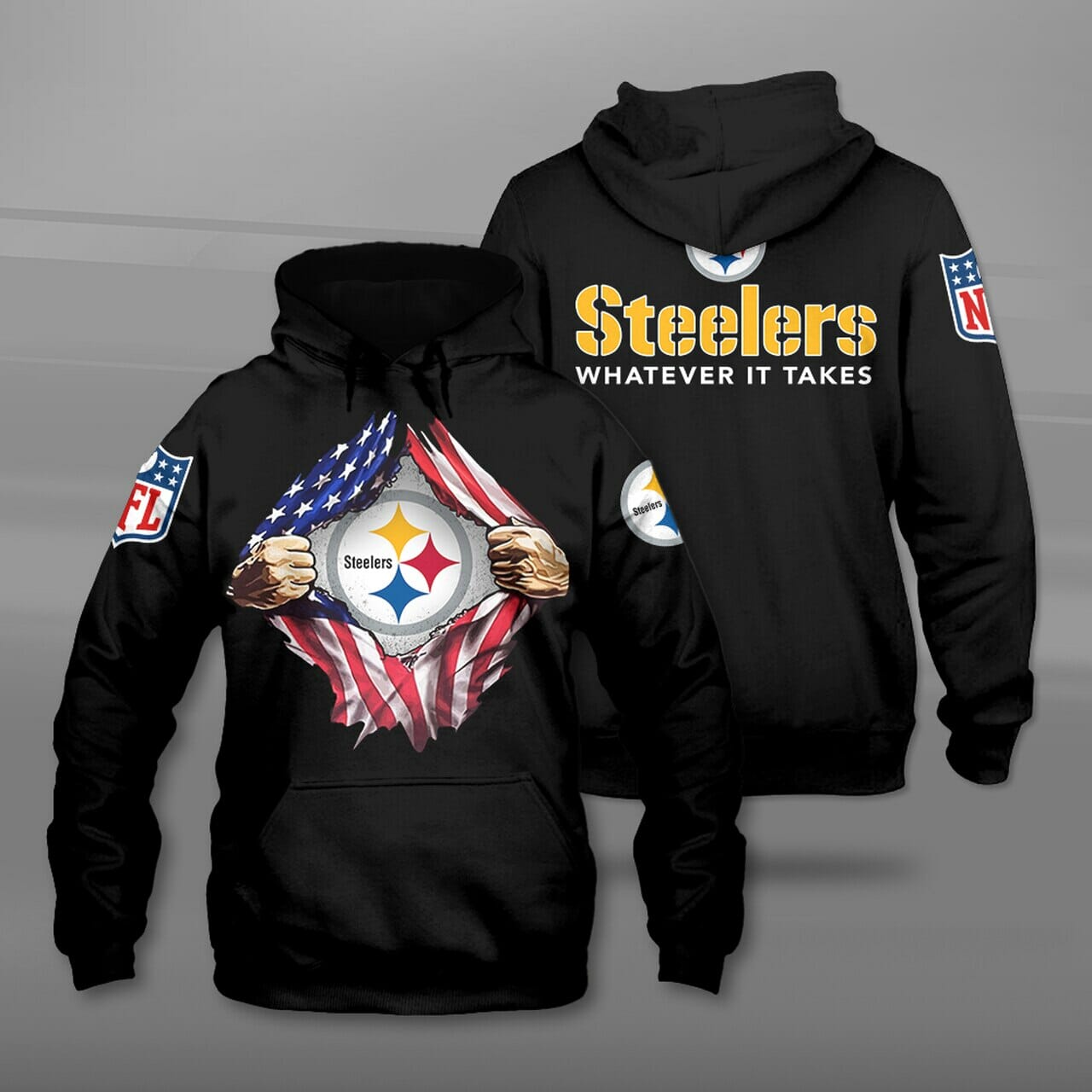 NFL Pittsburgh Steelers Tearing Open Logo Pullover Hoodie NFL Pittsburgh Steelers Tearing Open Logo Pullover Hoodie