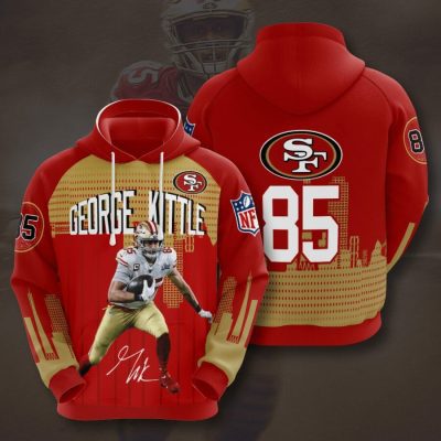 NFL San Francisco 49ers George Kittle Red Gold Pullover Hoodie