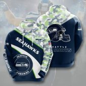 NFL Seattle Seahawks Navy Grey Camo Pullover Hoodie